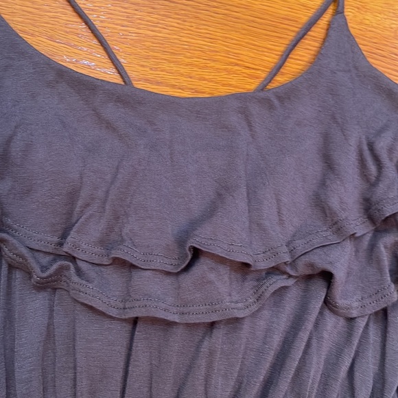 Forever21 Charcoal Gray Strappy Maxi Dress w/ Front Ruffles and Open Back Tie - Picture 3 of 7